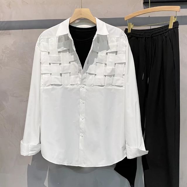Urtishia-Long-Sleeve Plain Quilted Shirt