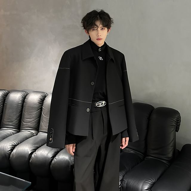 ravewider-Striped Single-Breasted Jacket