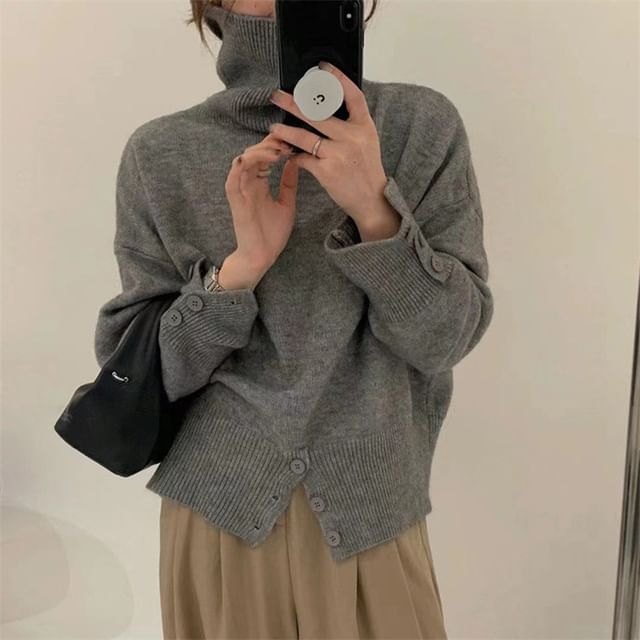 Beaustreet-Long-Sleeve Turtleneck Plain Sweater