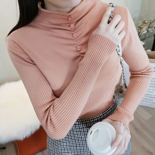 mock neck button up