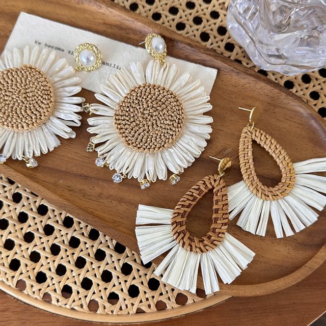 Kayochs-Color Block Straw Drop Earring Various Designs