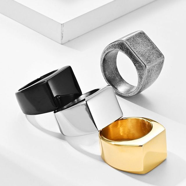 Andante-Square Polished Stainless Steel Ring