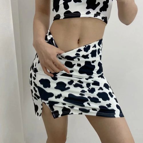 High waisted outlet cow print skirt