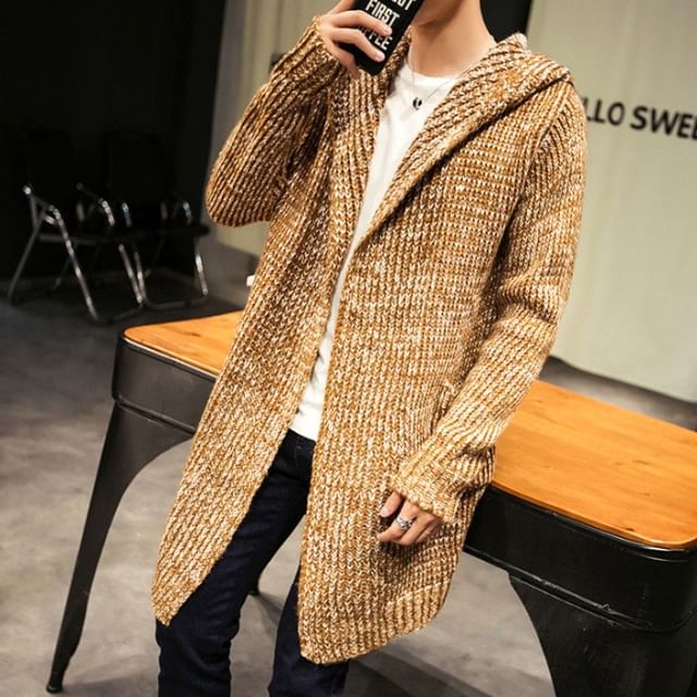 FORSETI-Melange Hooded Midi Cardigan