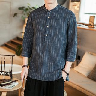 FORSETI-Pinstriped 34-Sleeve Shirt