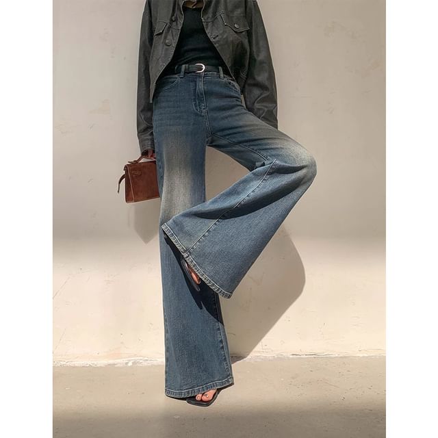 Bolgivy-High Rise Washed Flared Jeans