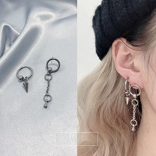 PANGU-Aretes asimétricos de acero inoxidable con studs y cadena colgante