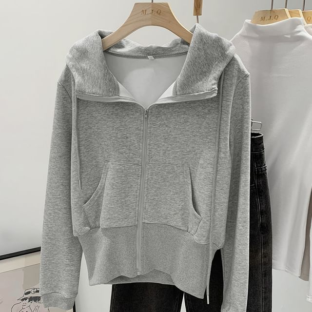 Dragan Pulse-Stand Collar Plain Zip Hoodie