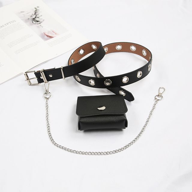 Rofuka-Grommet Belt Chain Pouch Set