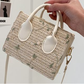 SUMME - Embroidered Straw Satchel