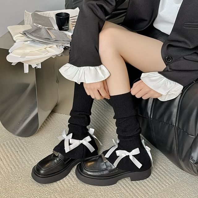 Gentiana-Bowknot Plain Leg Warmers