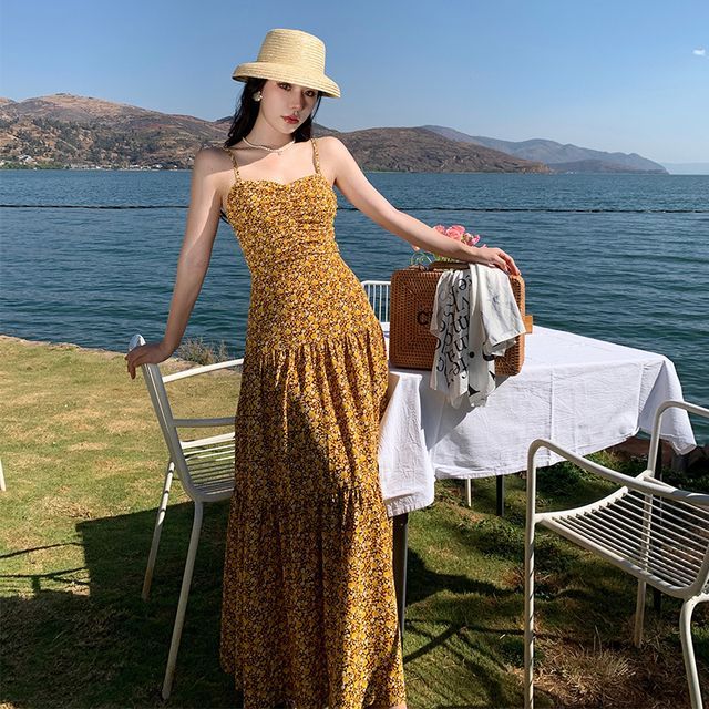 Moanum Suspender Floral Dress YesStyle