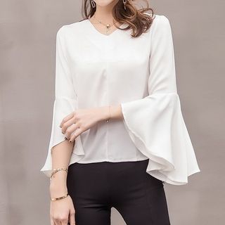 chiffon bell sleeve top