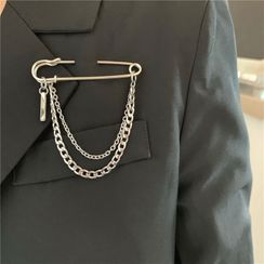 Porstina - Safety Pin Layered Chain Brooch