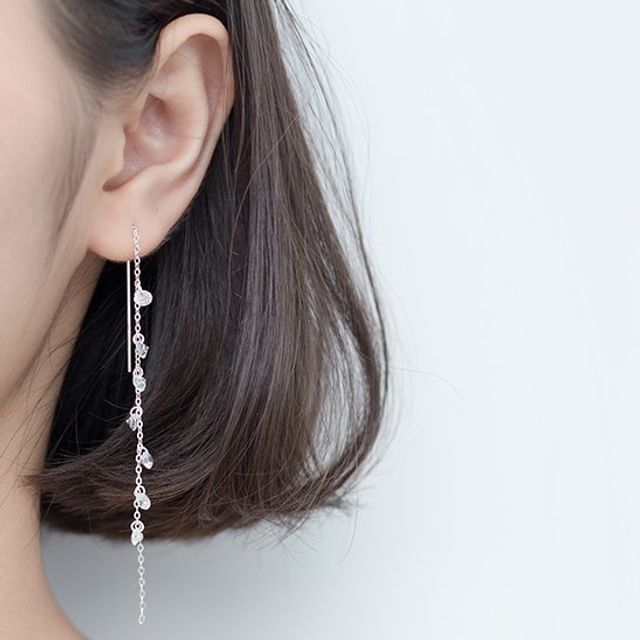 A-ROCH-Rhinestone Sterling Silver Fringed Earring