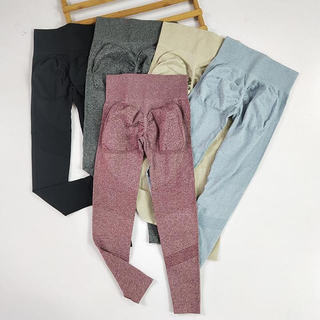 Runyz-Plain Ruched Yoga Pants
