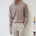 Seoul Homme - Long-Sleeve Polo Shirt in 9 Colors
