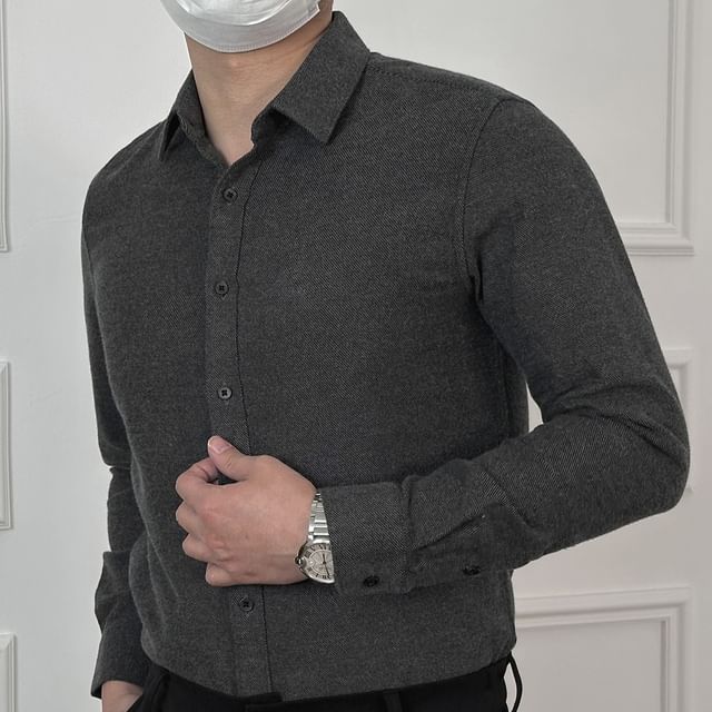 DragonRoad-Long-Sleeve Plain Shirt