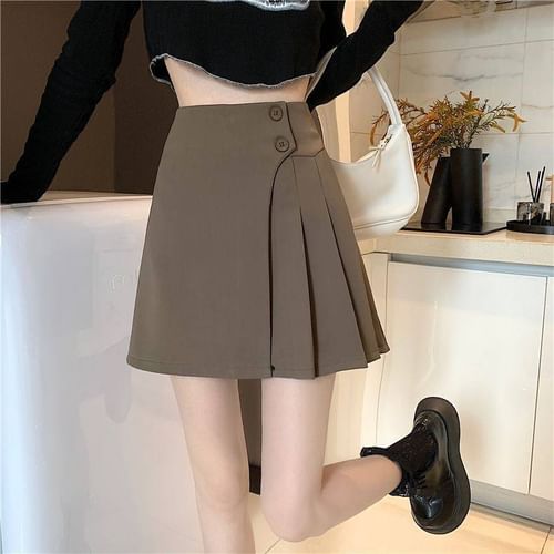Women's Casual High Waist Wrap Skorts Asymmetrical Plain Skirt Shorts 