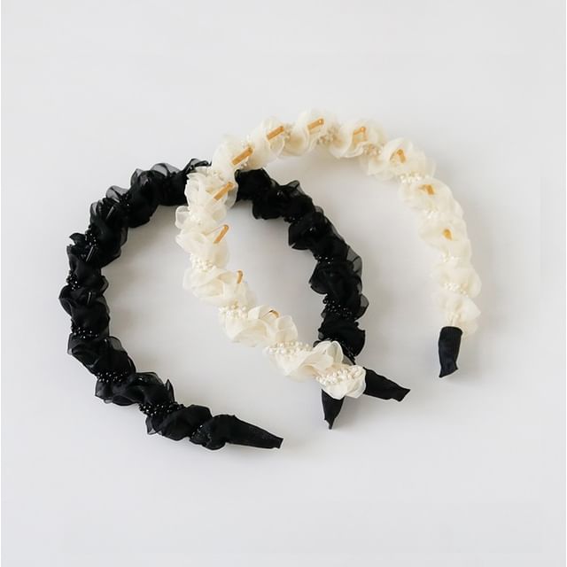 Allyrinta-Beaded Mesh Headband