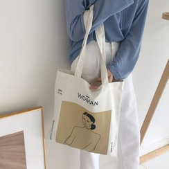 Milha - Printed Canvas Tote Bag Milha - Printed Canvas Tote Bag