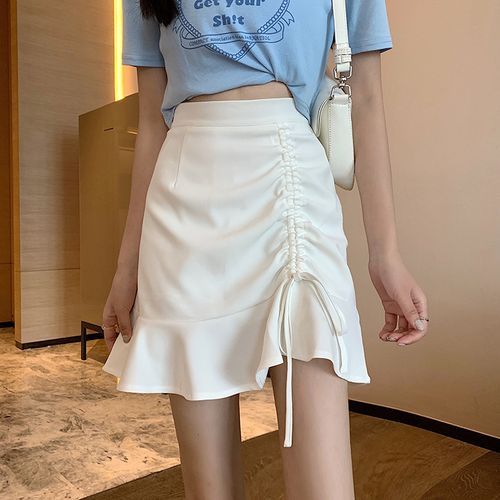 Drawstring fitted outlet skirt