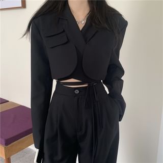 Title: Buy Bambu - Long-Sleeve Cropped Blazer / Straight Leg Dress Pants ...