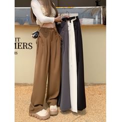 Jaqmine - High Rise Plain Wide Leg Suit Pants (Various Designs)