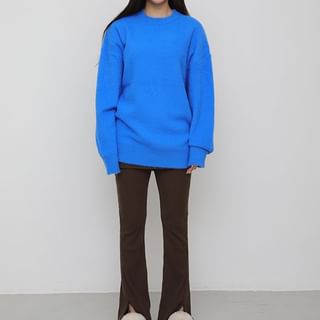 LIPHOP Loose Fit Color Sweater Blue