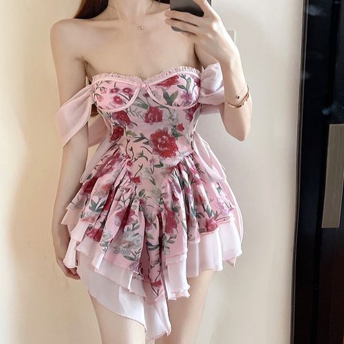 Floral print outlet asymmetrical dress