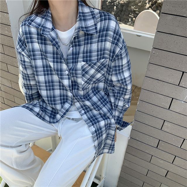 Everose-Long-Sleeve Plaid Shirt