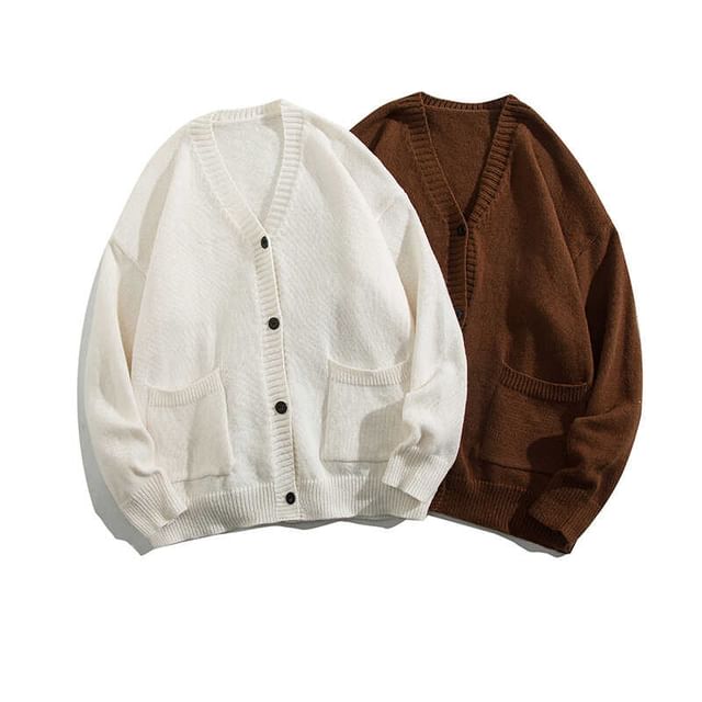 Yelmenor-V-Neck Plain Cardigan