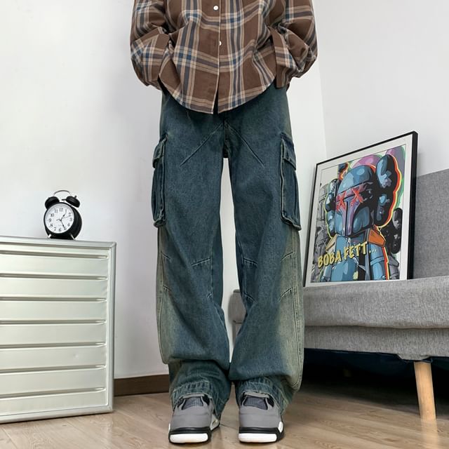 Plummie-High Waist Wide Leg Cargo Jeans