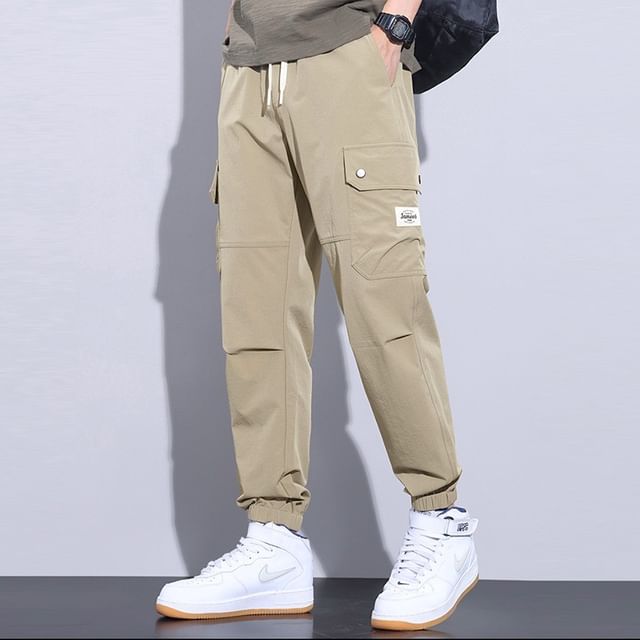 Urtishia-High Waist Plain Cargo Pants