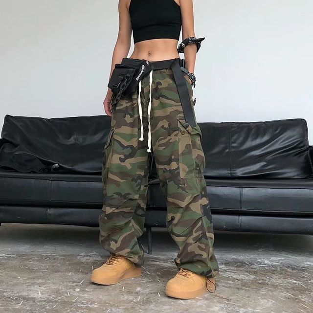 Ateso Camouflage Print Baggy Pants YesStyle