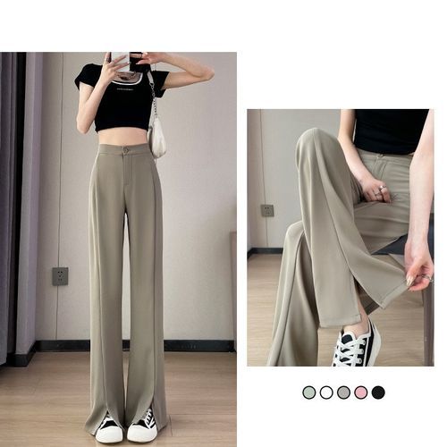 HIGH SLIT WIDE LEG PANTS