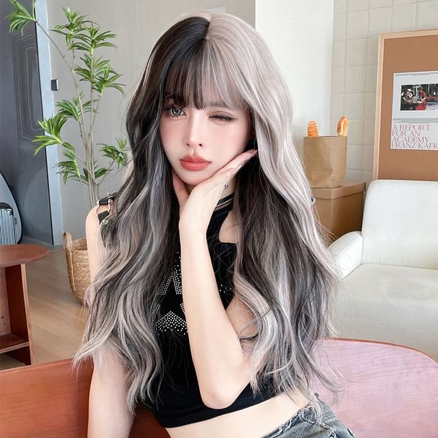 SEVENQ-Long Full Wig - Wavy Two-Tone