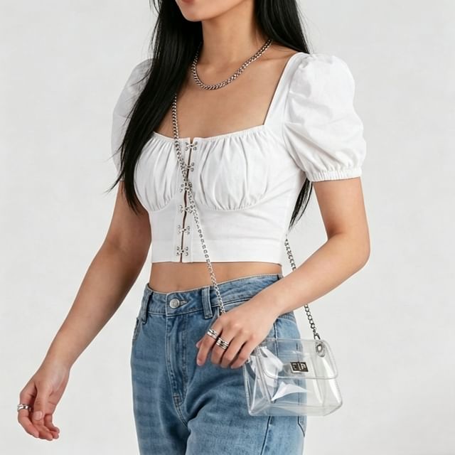 Gangacore-Haut bustier à manches courtes
