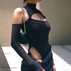 BrickBlack - Cut-Out Long-Sleeve Bodysuit Top