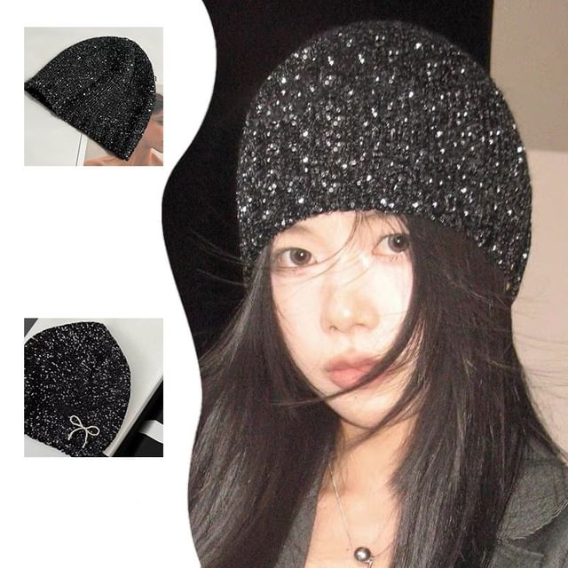 TAAK-Sequined Knit Beanie