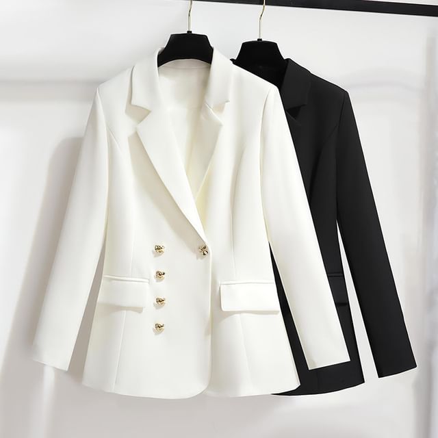Acoustic Rain-Double Breasted Plain Blazer