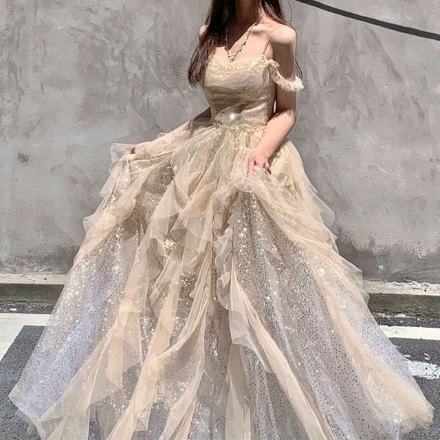 MSSBridal-Rhinestone Plain A-Line Evening Gown