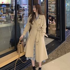 Bloombloom - Trench Coat / Jacket / Long-Sleeve Floral Print Midi A-Line Dress Bloombloom - Trench Coat / Jacket / Long-Sleeve Floral Print Midi A-Line Dress