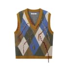 ☆送料・関税込☆NOIRER★V-NECK ARGYLE SKASHI VEST★ ☆送料・関税込☆NOIRER☆V-NECK ARGYLE SKASHI VEST☆