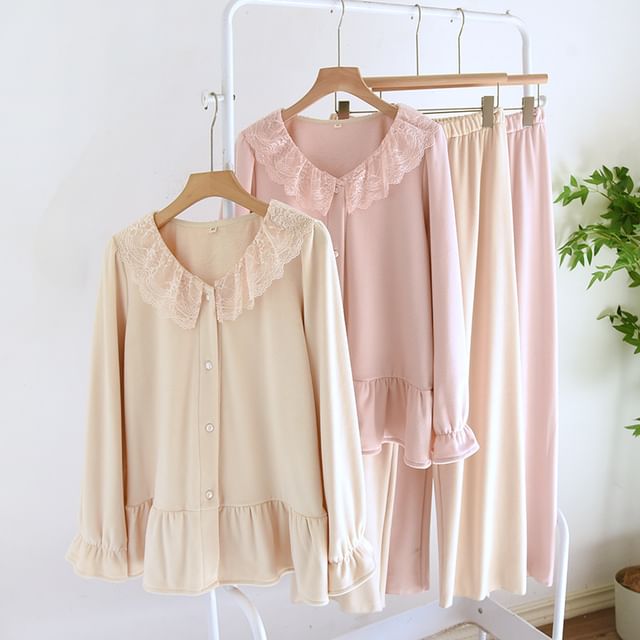Somnus-Lace Trim Pajama Set