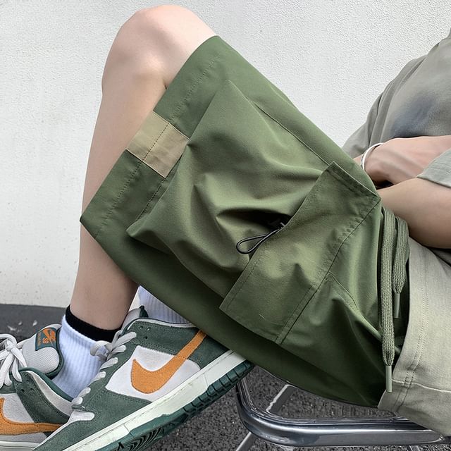 emeisa-Mid Rise Plain Cargo Shorts