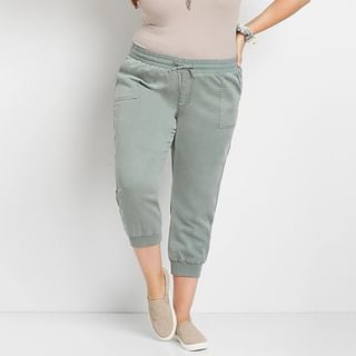 tropibreeze-High Rise Plain Crop Capri Pants