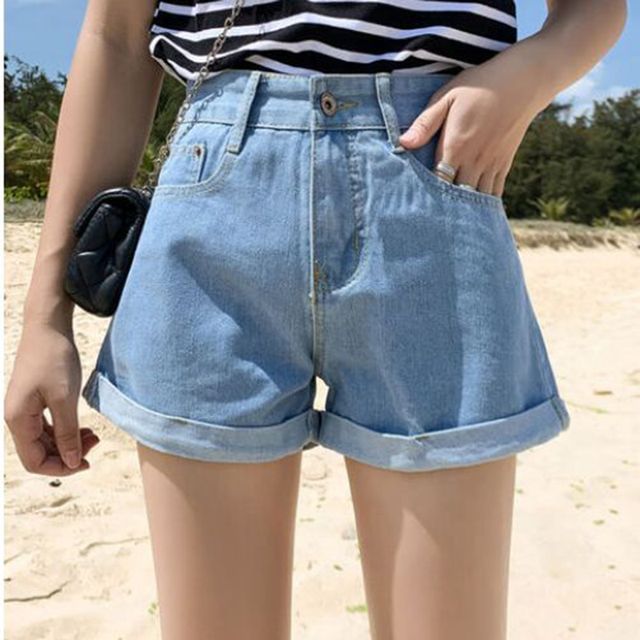 Everose-Mid Waist Denim Shorts