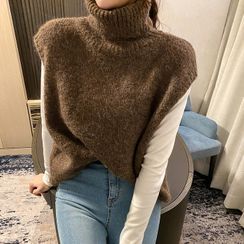 DABAGIRL - Turtleneck Brushed Knit Vest DABAGIRL - Turtleneck Brushed Knit Vest