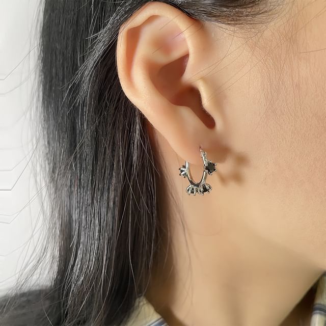 Chimerro-Rhinestone Alloy Hoop Earring